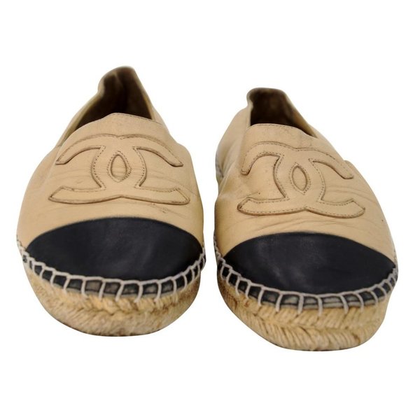 Chanel Embroidered Espadrille 38 Cap Toe Leather Flats CC-0915N-0001 - Picture 3 of 12